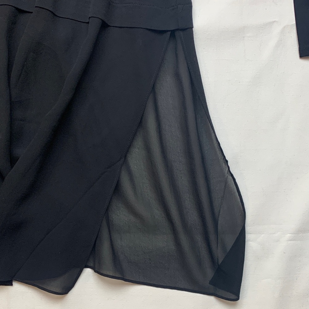 Eileen Fisher size XL black silk crepe georgette Classic long sleeve dress tunic - Picture 8 of 9